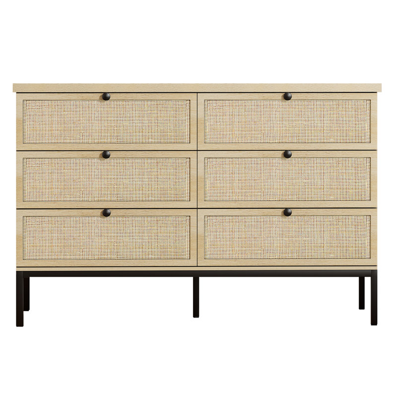 Bay Isle Home™ Boho Natural Rattan 6 - Drawer Dresser & Reviews | Wayfair